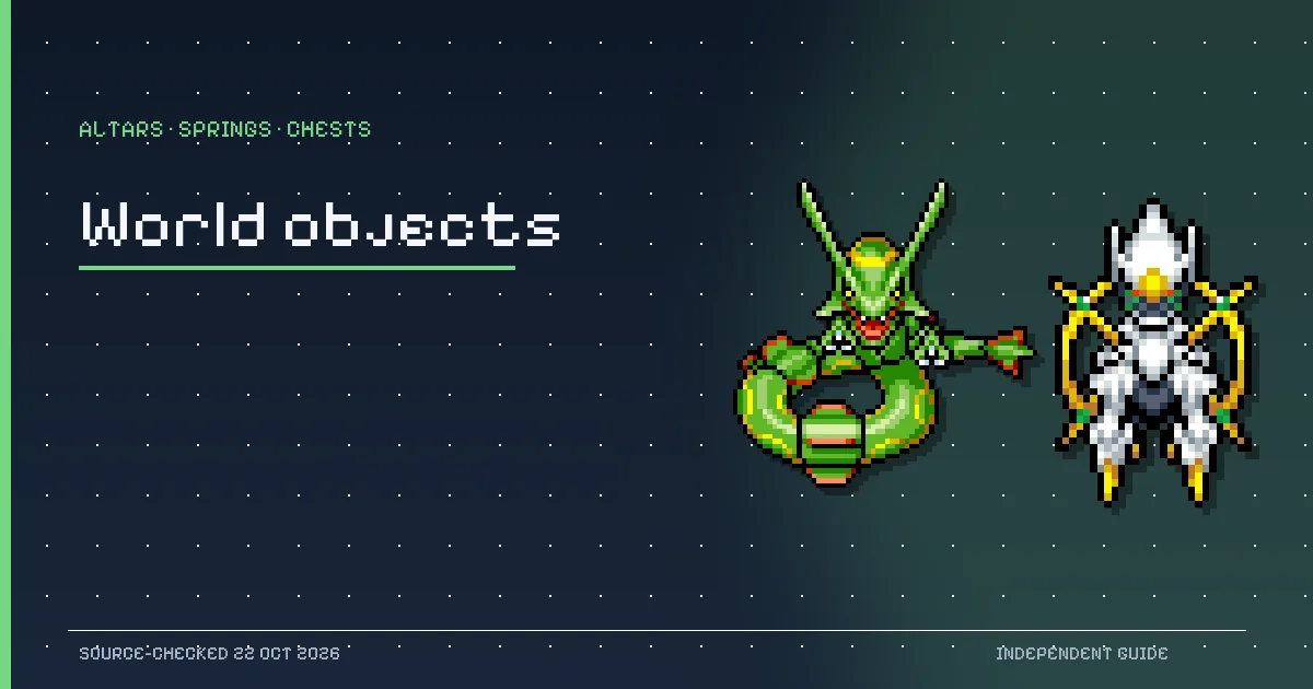 Rayquaza and Arceus pixel sprites from PokeSurvivor illustrating world objects and terrain.